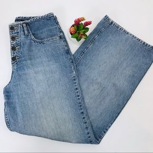 Grenade Jeans. Button fly high waisted flare jeans